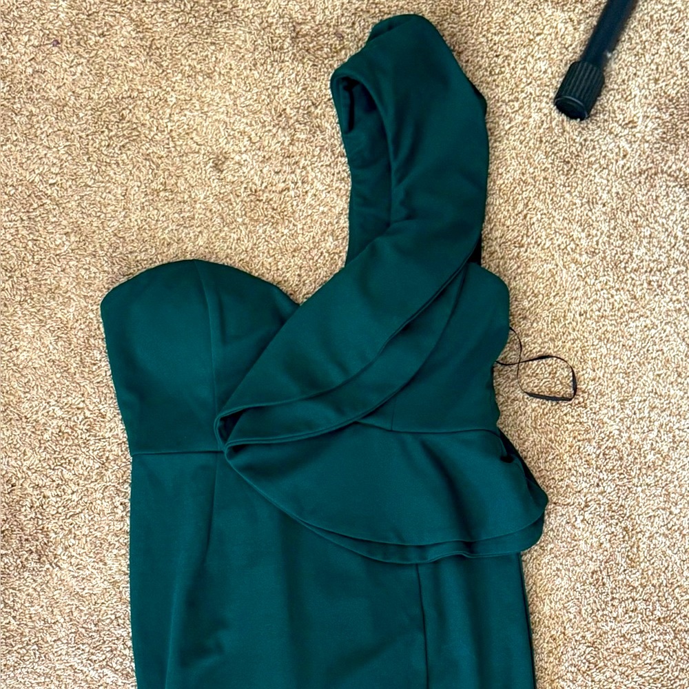 Hello Molly One Shoulder Dark Green Midi Dress (NWT)